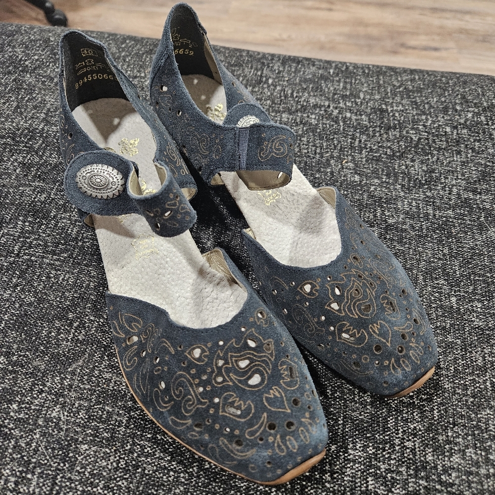 Rieker Blue and Bronze shoes